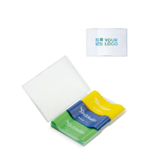 Gift Campaign Scatola di plastica con 3 fasce di resistenza di diversa difficoltà> Gadget Palestra