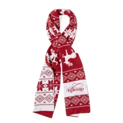 Gift Campaign Sciarpa rossa e bianca con motivi natalizi in poliestere acrilico></noscript> Gadget Natalizi