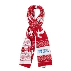 Gift Campaign Sciarpa rossa e bianca con motivi natalizi in poliestere acrilico></noscript> Gadget Natalizi