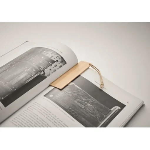Gift Campaign Segnalibro pubblicitario in bambù con cordino in juta Novel> Gadget Per L'Ufficio