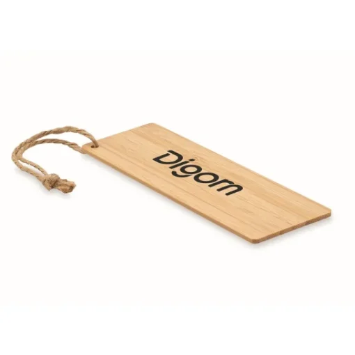 Gift Campaign Segnalibro pubblicitario in bambù con cordino in juta Novel> Gadget Per L'Ufficio