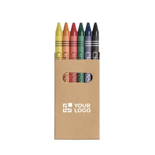 Gift Campaign Set 6 colori a cera in scatola di cartone personalizzabile Window> Gadget Per La Scuola|Matite Colorate