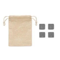 Gift Campaign Set 4 cubetti di ghiaccio in pietra riutilizzabili con sacchetto Cotton></noscript> Altri Utensili Da Cucina
