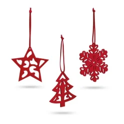 Gift Campaign Set 3 decorazioni natalizie in feltro: stella, albero e fiocco di neve></noscript> Gadget Natalizi