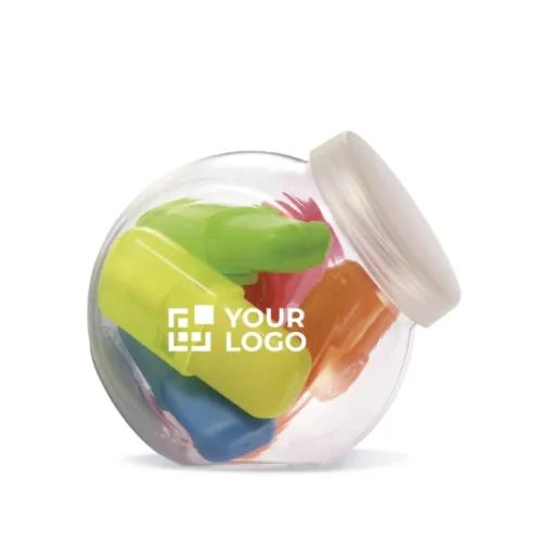 Gift Campaign Set 5 evidenziatori promozionali più colori in barattolo con logo Fun> Regali Per Bambini|Evidenziatori