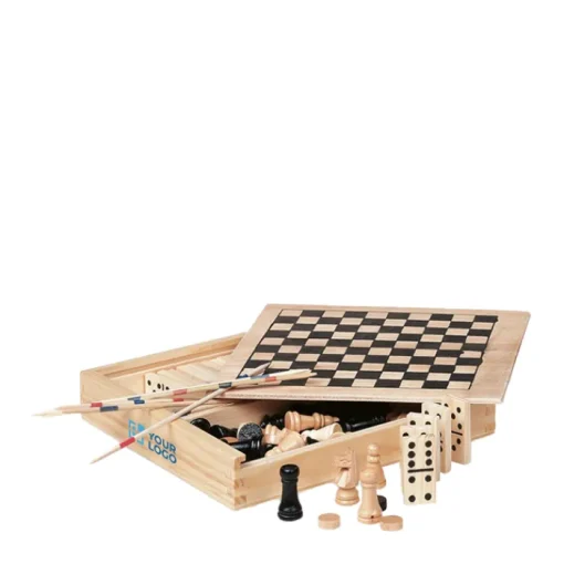 Gift Campaign Set 4 giochi in 1 in contenitore di personalizzabile Woodbox> Regali Per Bambini|Giochi E Passatempo