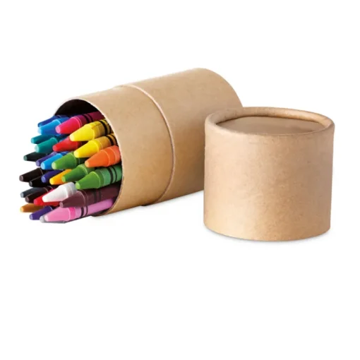 Gift Campaign Set 30 pastelli in astuccio di cartone cilindrico promozionale Wax 30> Regali Per Bambini|Matite Colorate