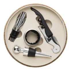 Gift Campaign Set con 4 accessori per vino in custodia di sughero> Gadget Per Vino