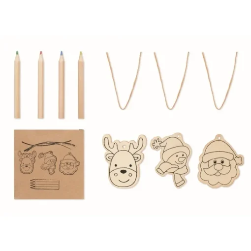 Gift Campaign Set con 4 pastelli e 3 figure natalizie da colorare> Gadget Natalizi