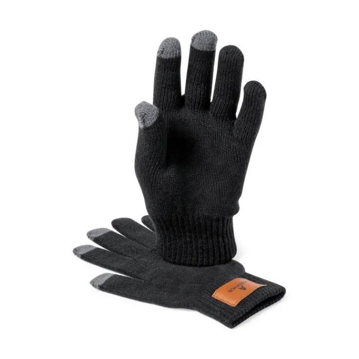 Gift Campaign Set con berretto e guanti con 3 dita touch in acrilico con logo Warm> Guanti|Berretti Invernali