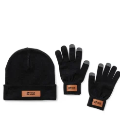 Gift Campaign Set con berretto e guanti con 3 dita touch in acrilico con logo Warm><noscript><img width=