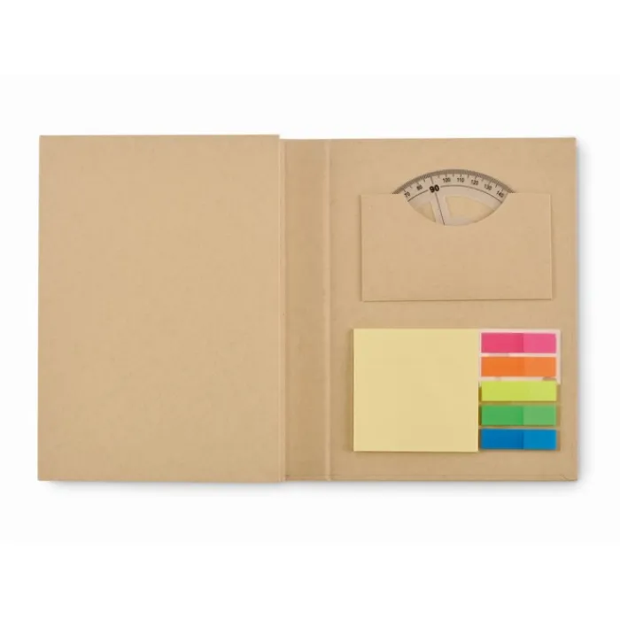 Gift Campaign Set con blocchetto a righe, post-it, penna blu matite e vari accessori> Block Notes