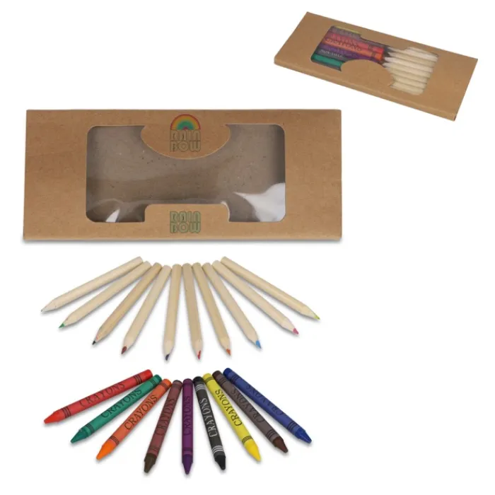 Gift Campaign Set con pastelli e colori a cera in carta kraft promozionale> Matite Colorate
