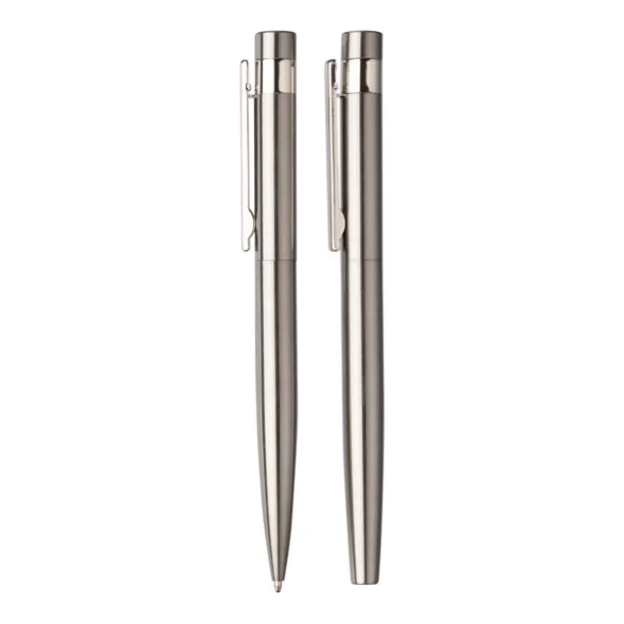 Gift Campaign Set con penna a sfera e roller in acciaio inox con inchiostro blu> Penne In Metallo