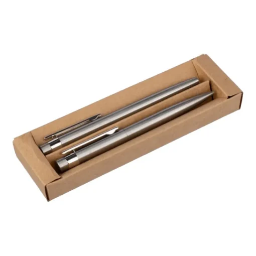 Gift Campaign Set con penna a sfera e roller in acciaio inox con inchiostro blu> Penne In Metallo