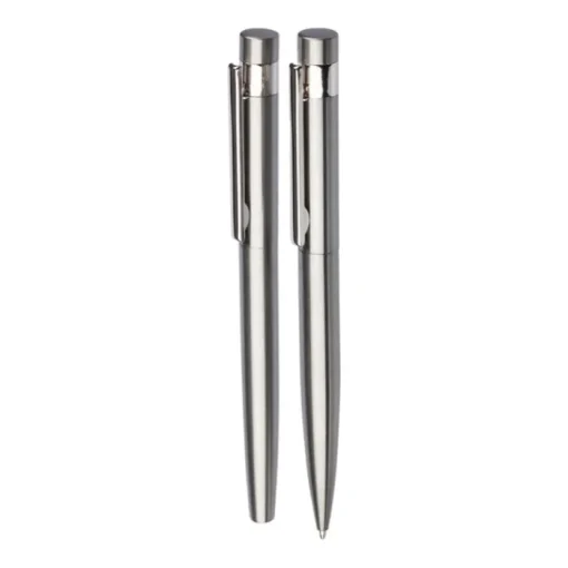 Gift Campaign Set con penna a sfera e roller in acciaio inox con inchiostro blu> Penne In Metallo