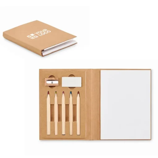 Gift Campaign Set da disegno con logo 60 fogli bianchi colori e accessori Bambino> Gadget Per La Scuola|Matite Colorate