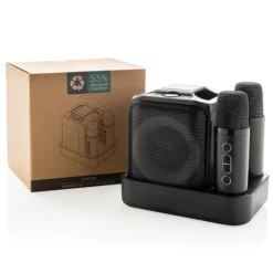 Gift Campaign Set da karaoke in plastica riciclata con 2 microfoni e altoparlante 5W></noscript> Casse Personalizzate