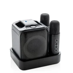 Gift Campaign Set da karaoke in plastica riciclata con 2 microfoni e altoparlante 5W></noscript> Casse Personalizzate