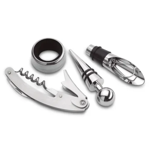 Gift Campaign Set da vino con cofanetto di metallo e 4 accessori Albarino> Gadget Per Vino