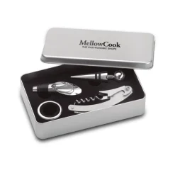 Gift Campaign Set da vino con cofanetto di metallo e 4 accessori Albarino></noscript> Gadget Per Vino
