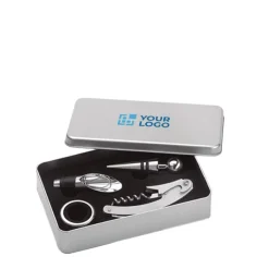 Gift Campaign Set da vino con cofanetto di metallo e 4 accessori Albarino></noscript> Gadget Per Vino