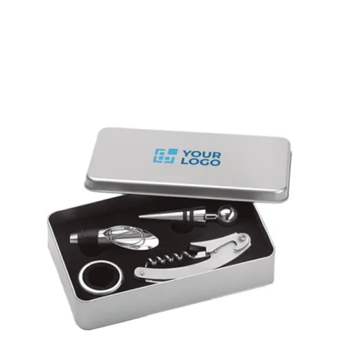 Gift Campaign Set da vino con cofanetto di metallo e 4 accessori Albarino> Gadget Per Vino