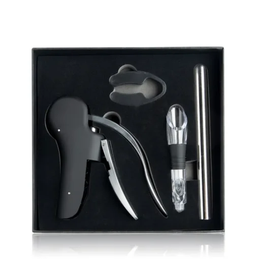 Gift Campaign Set da vino glamour in acciaio inossidabile con 4 accessori in scatola> Gadget Per Vino