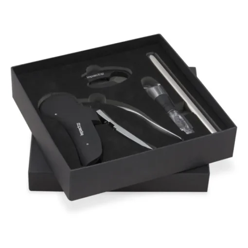 Gift Campaign Set da vino glamour in acciaio inossidabile con 4 accessori in scatola> Gadget Per Vino