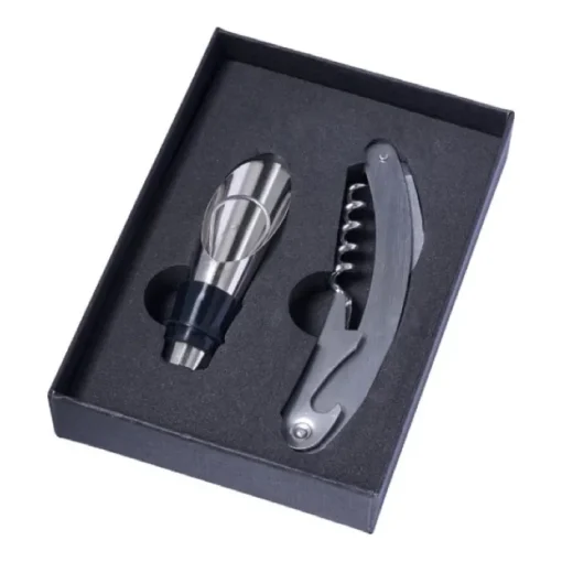 Gift Campaign Set da vino in cofanetto quadrato con accessori in acciaio inox> Cavatappi Personalizzati