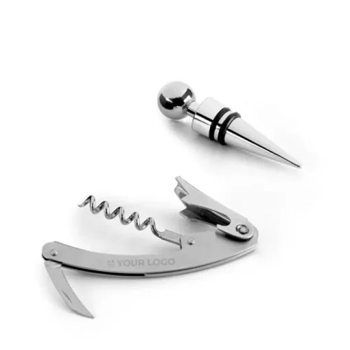Gift Campaign Set da vino in scatola con tappo e cavatappi in zinco> Gadget Per Vino