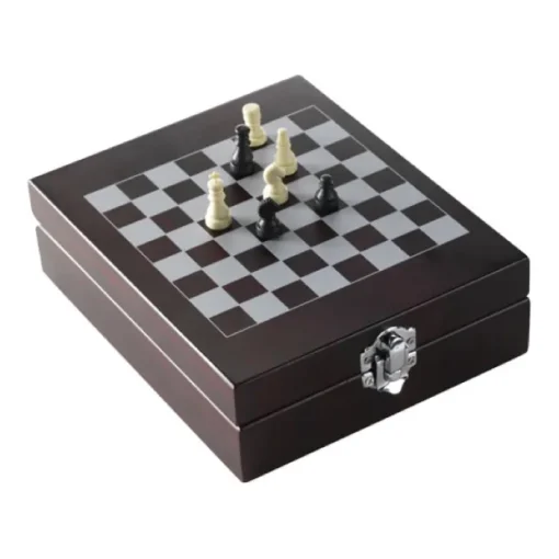 Gift Campaign Set da vino in scatola di legno con scacchiera sul coperchio> Gadget Per Vino|Cavatappi Personalizzati