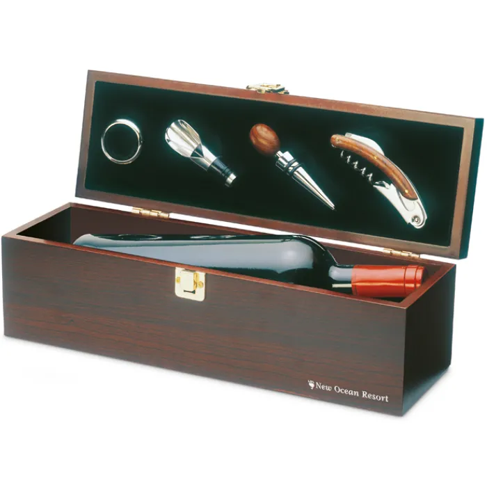 Gift Campaign Set da vino personalizzati con cofanetto di e 4 accessori Classic> Gadget Per Vino