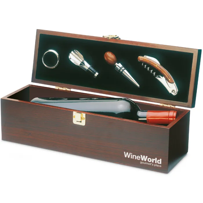 Gift Campaign Set da vino personalizzati con cofanetto di e 4 accessori Classic> Gadget Per Vino