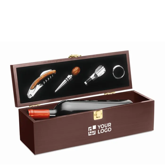 Gift Campaign Set da vino personalizzati con cofanetto di e 4 accessori Classic> Gadget Per Vino