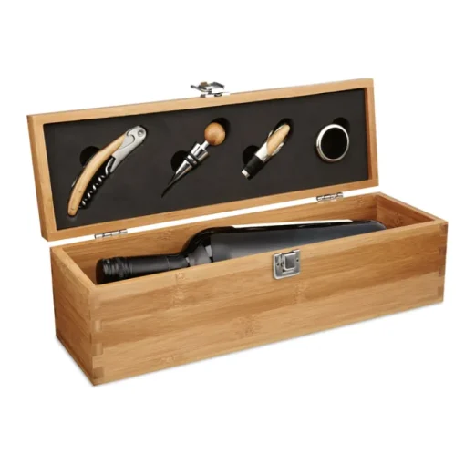 Gift Campaign Set da vino personalizzati con cofanetto di bambù Semillon> Gadget Per Vino