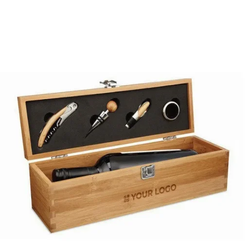 Gift Campaign Set da vino personalizzati con cofanetto di bambù Semillon> Gadget Per Vino