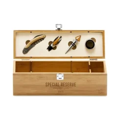 Gift Campaign Set da vino presentato in elegante scatola di bambù e metallo> Gadget Per Vino