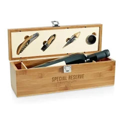 Gift Campaign Set da vino presentato in elegante scatola di bambù e metallo></noscript> Gadget Per Vino