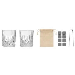 Gift Campaign Set da whisky con 2 bicchieri, 8 cubetti di ghiaccio e pinze Deluxe></noscript> Altri Utensili Da Cucina|Bicchieri Di Vetro Personalizzati