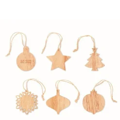 Gift Campaign Set di 6 addobbi natalizi in di faggio da appendere Xmas Tree></noscript> Gadget Natalizi