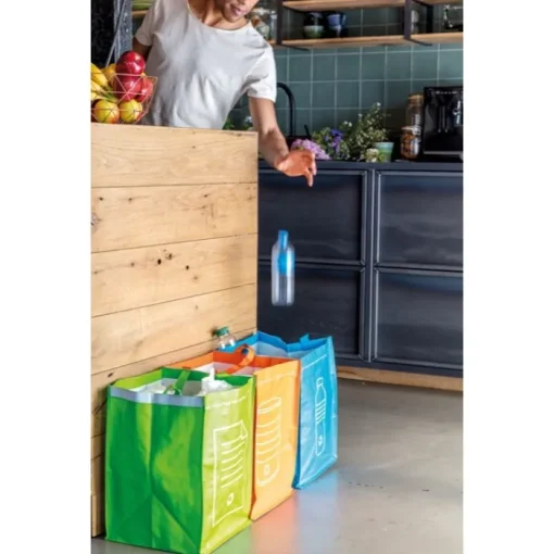 Gift Campaign Set di 3 buste per la raccolta differenziata realizzate in PP Planet> Borse Di Tela Personalizzate