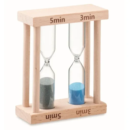 Gift Campaign Set di 2 clessidre con struttura in da 3 e 5 min con logo Double> Gadget Per Parrucchieri