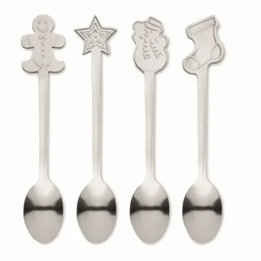Gift Campaign Set di 4 cucchiaini in acciaio inox con decorazione natalizia> Gadget Natalizi