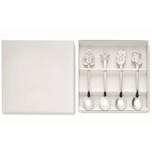 Gift Campaign Set di 4 cucchiaini in acciaio inox con decorazione natalizia> Gadget Natalizi
