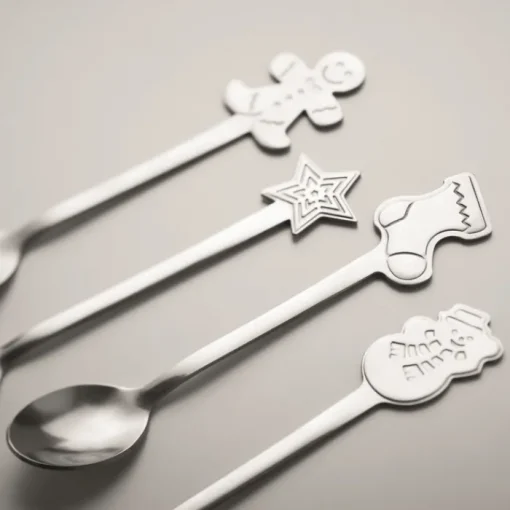 Gift Campaign Set di 4 cucchiaini in acciaio inox con decorazione natalizia> Gadget Natalizi