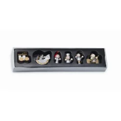 Gift Campaign Set di 6 decorazioni in legno per l'albero di Natale in scatola Wood></noscript> Gadget Natalizi