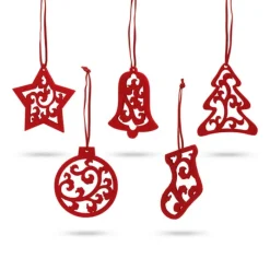 Gift Campaign Set di 5 decorazioni natalizie rosse in feltro da appendere></noscript> Gadget Natalizi