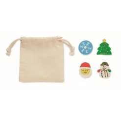 Gift Campaign Set di 4 gomme da cancellare natalizie in sacchettino in cotone> Gadget Natalizi