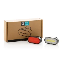 Gift Campaign Set di 2 luci per bici in plastica riciclata con 5 modalità di luce></noscript> Gadget Per Bicicletta